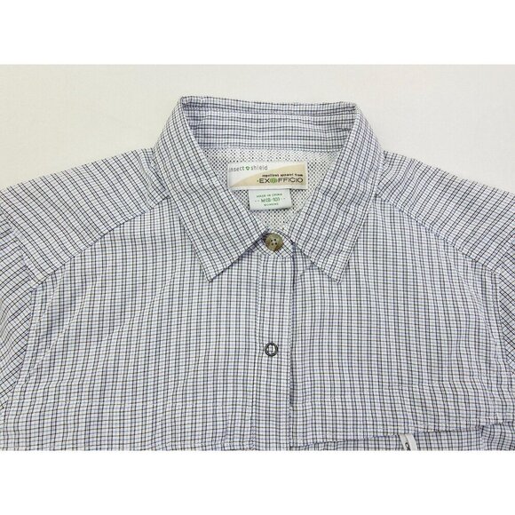 Exofficio Insect Shield Size Medium (8-10) Womens White Blue Brown Check Shirt - Picture 15 of 15
